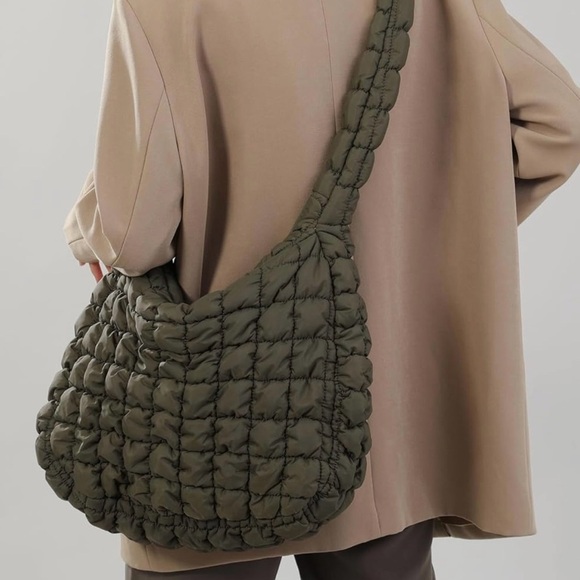 Handbags - NWOT Crossbody Bag Women Pleated Shoulder Bags Tote Bucket Bag Olive Green